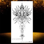 Temporary Lotus Flower Sticker Tattoo Fake Black Elegant Flower Design Women Body Art Fake Arm Tattoo Stickers For Womens