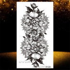 Temporary Lotus Flower Sticker Tattoo Fake Black Elegant Flower Design Women Body Art Fake Arm Tattoo Stickers For Womens