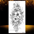 Temporary Lotus Flower Sticker Tattoo Fake Black Elegant Flower Design Women Body Art Fake Arm Tattoo Stickers For Womens