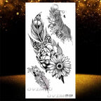 Temporary Lotus Flower Sticker Tattoo Fake Black Elegant Flower Design Women Body Art Fake Arm Tattoo Stickers For Womens