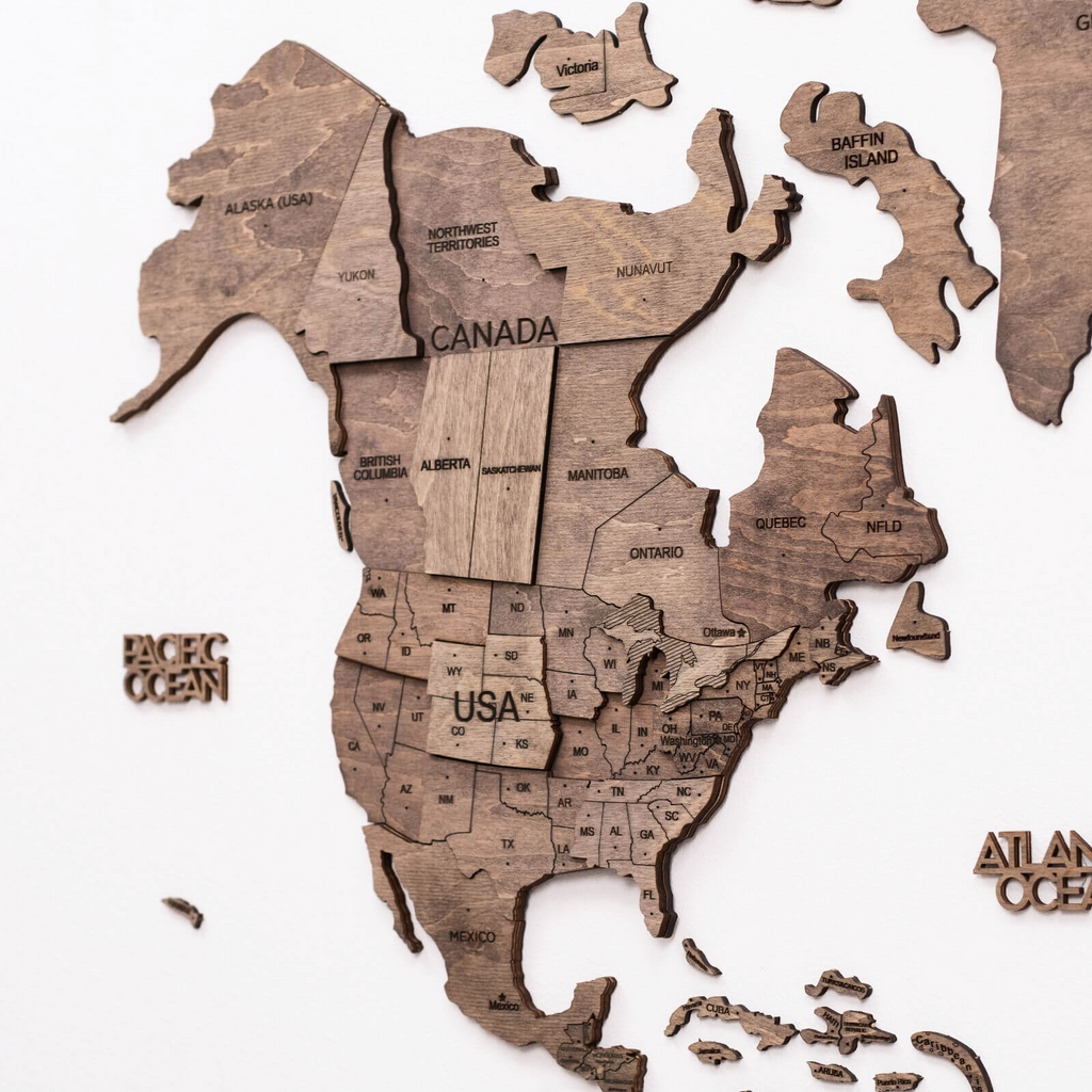 Bundle: Map, Photo Frames, Flags and Airplanes Pins Enjoy The Wood