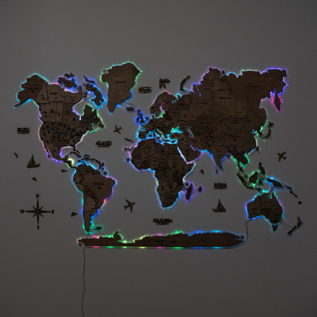 3D LED Wooden World Map 2.0 Terra - SJB-DIAMOND ELITES