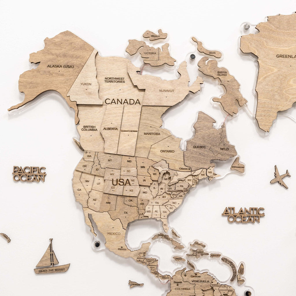 3D LED Wooden World Map 2.0 Terra - SJB-DIAMOND ELITES