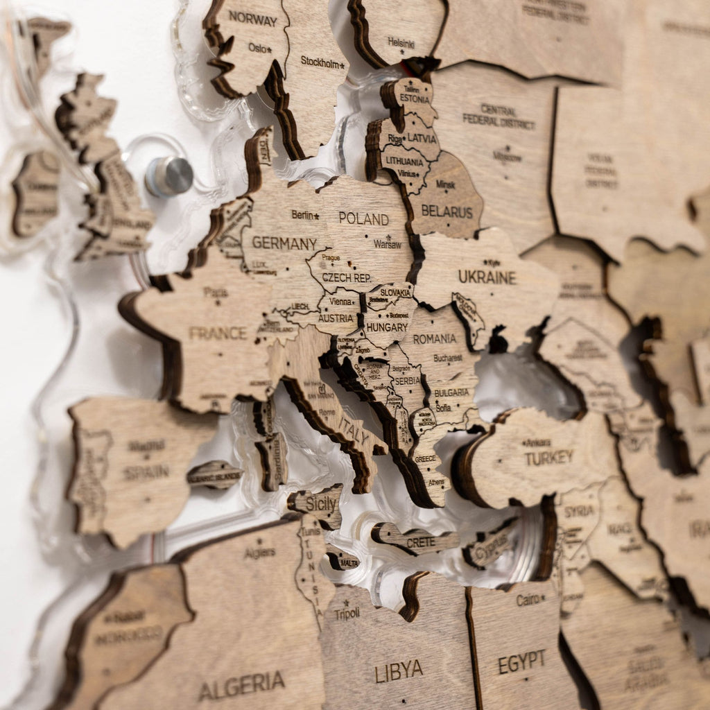 3D LED Wooden World Map 2.0 Terra - SJB-DIAMOND ELITES