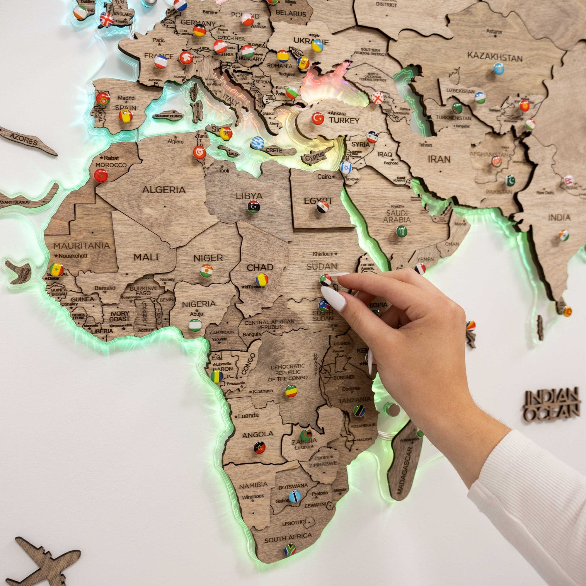 3D LED Wooden World Map 2.0 Terra - SJB-DIAMOND ELITES