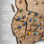 3D Wooden World Map Terra Enjoy The Wood