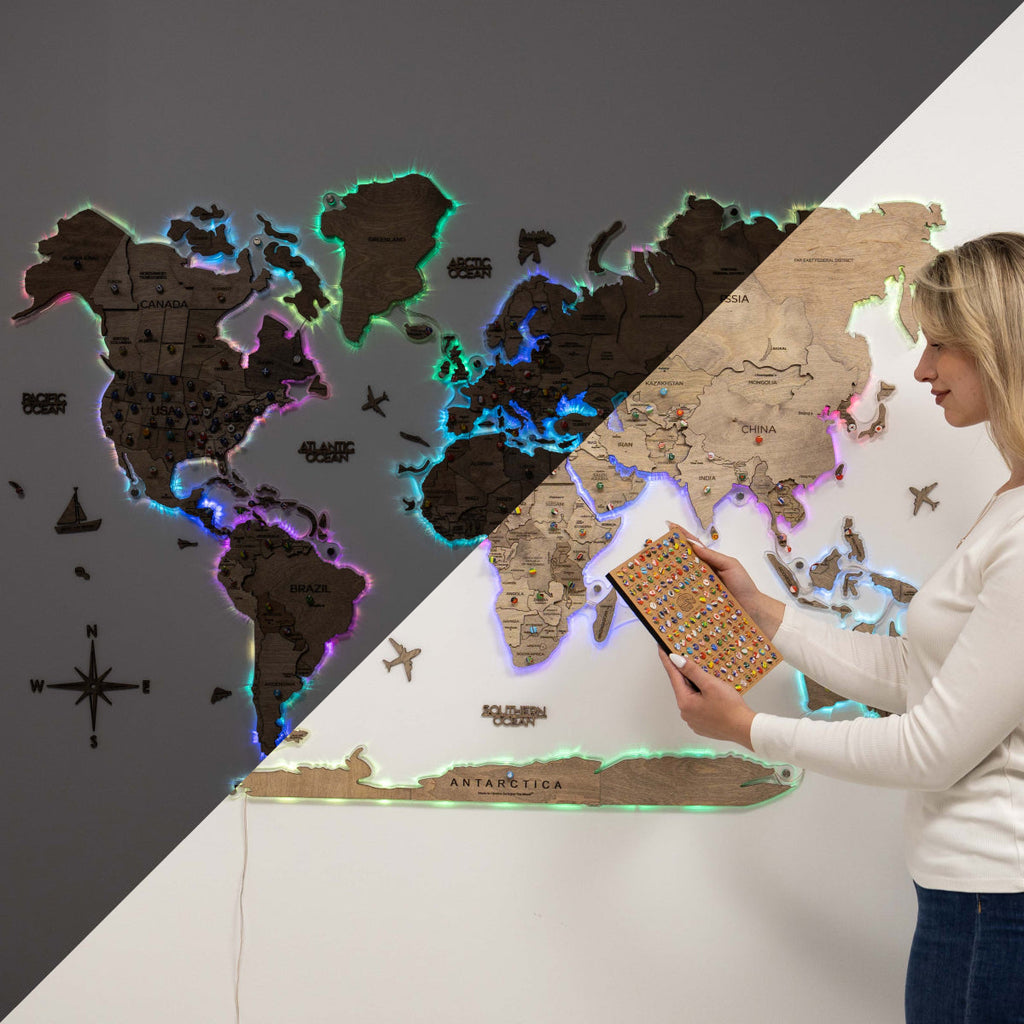 3D LED Wooden World Map 2.0 Terra - SJB-DIAMOND ELITES