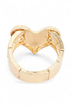 Textured Heart Stretch Bracelet Gold Tone For Women