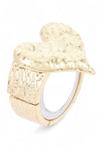 Textured Heart Stretch Bracelet Gold Tone For Women