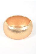 Textured Matte Gold Bangle Wide Hammered Cuff Bracelet