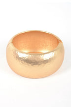 Textured Matte Gold Bangle Wide Hammered Cuff Bracelet
