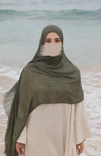 Textured Rayon Crinkle Hijab in Solid Hues Breathable Women's Wrap Hijab (MH145)
