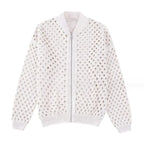 Open Knit Zip-Up Bomber Jacket Pi-Mart