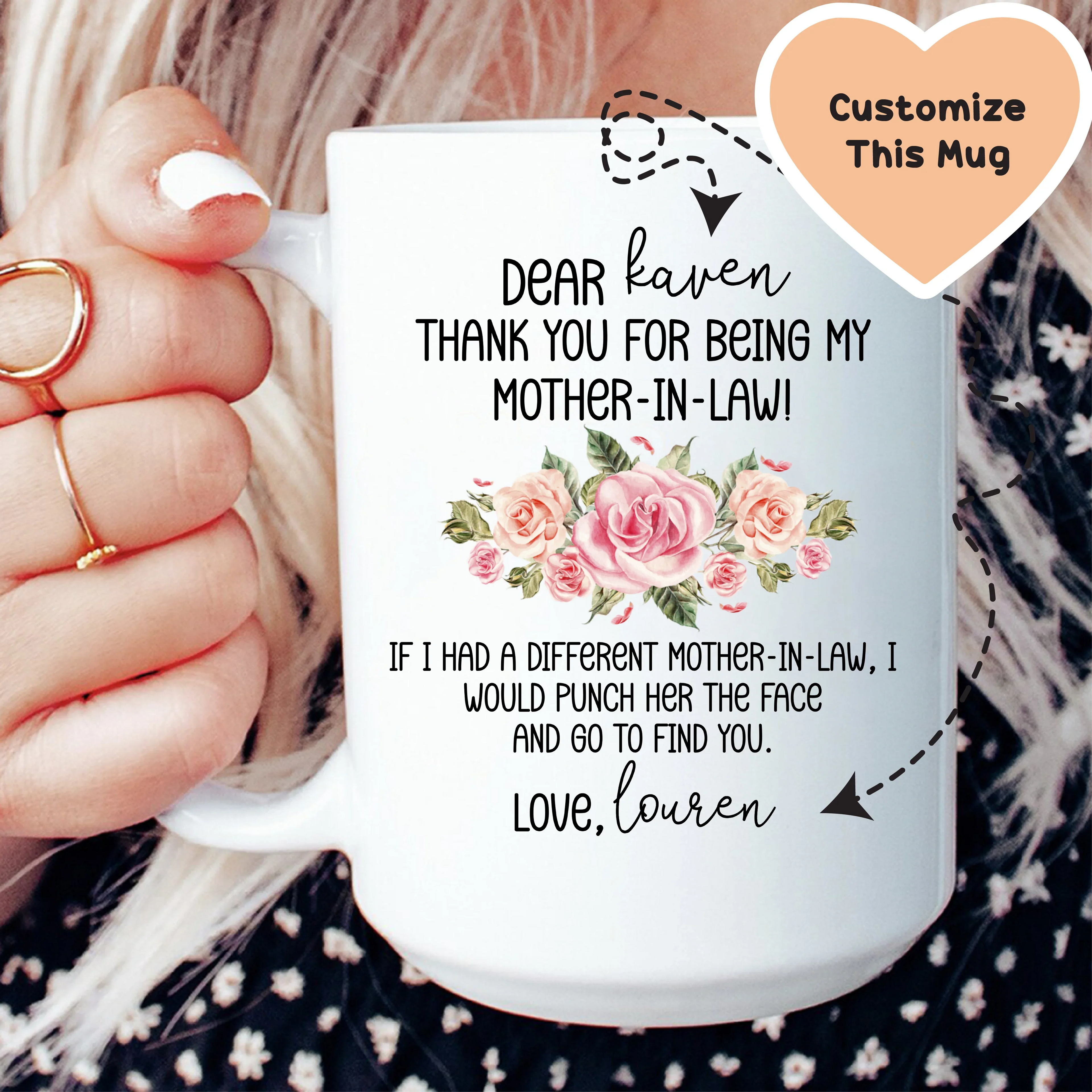 Thank For Being My Mother In Law Custom Mug Peachy Sunday