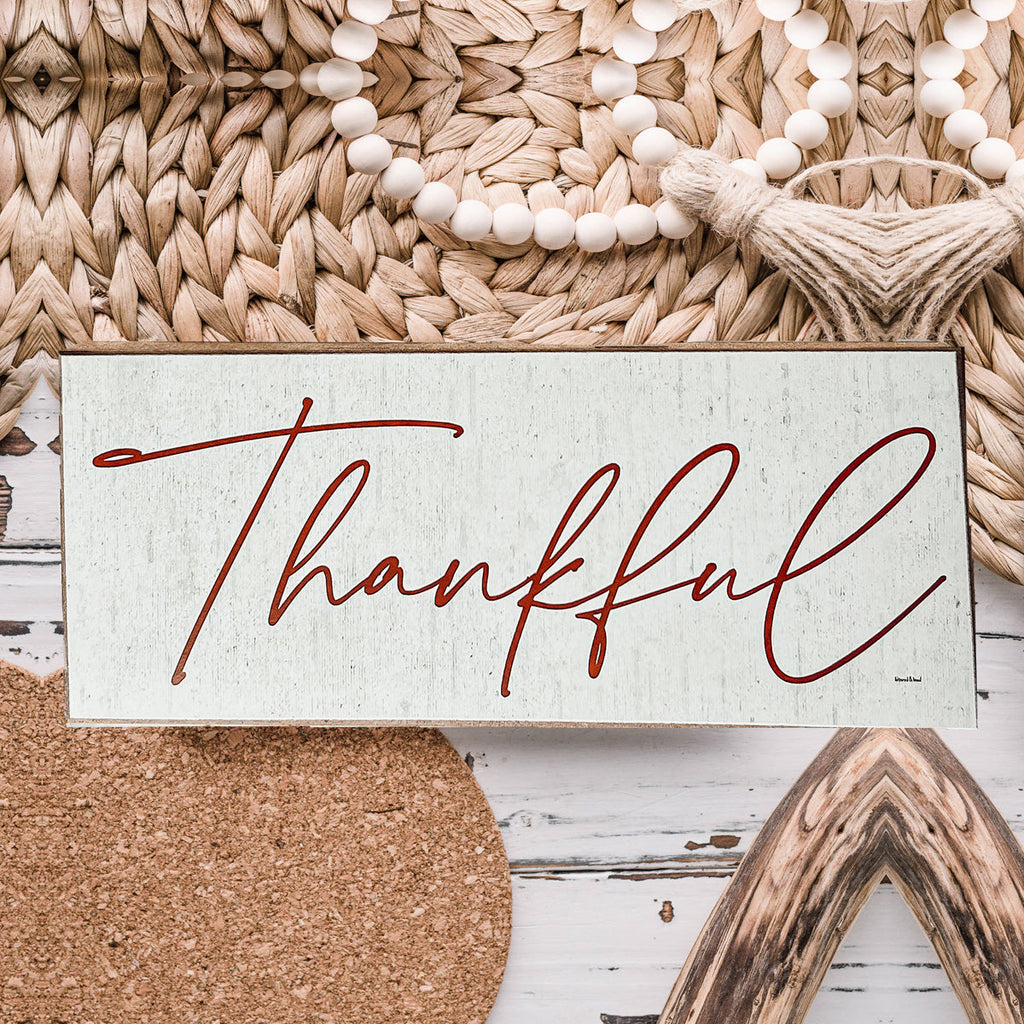 Give Thanks Rustic Wall Sign Set 10x4x1 Inch, Rust Background White Script, Single Or 2-Pack BandsCo Straps