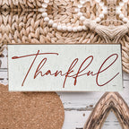 Give Thanks Rustic Wall Sign Set 10x4x1 Inch, Rust Background White Script, Single Or 2-Pack BandsCo Straps