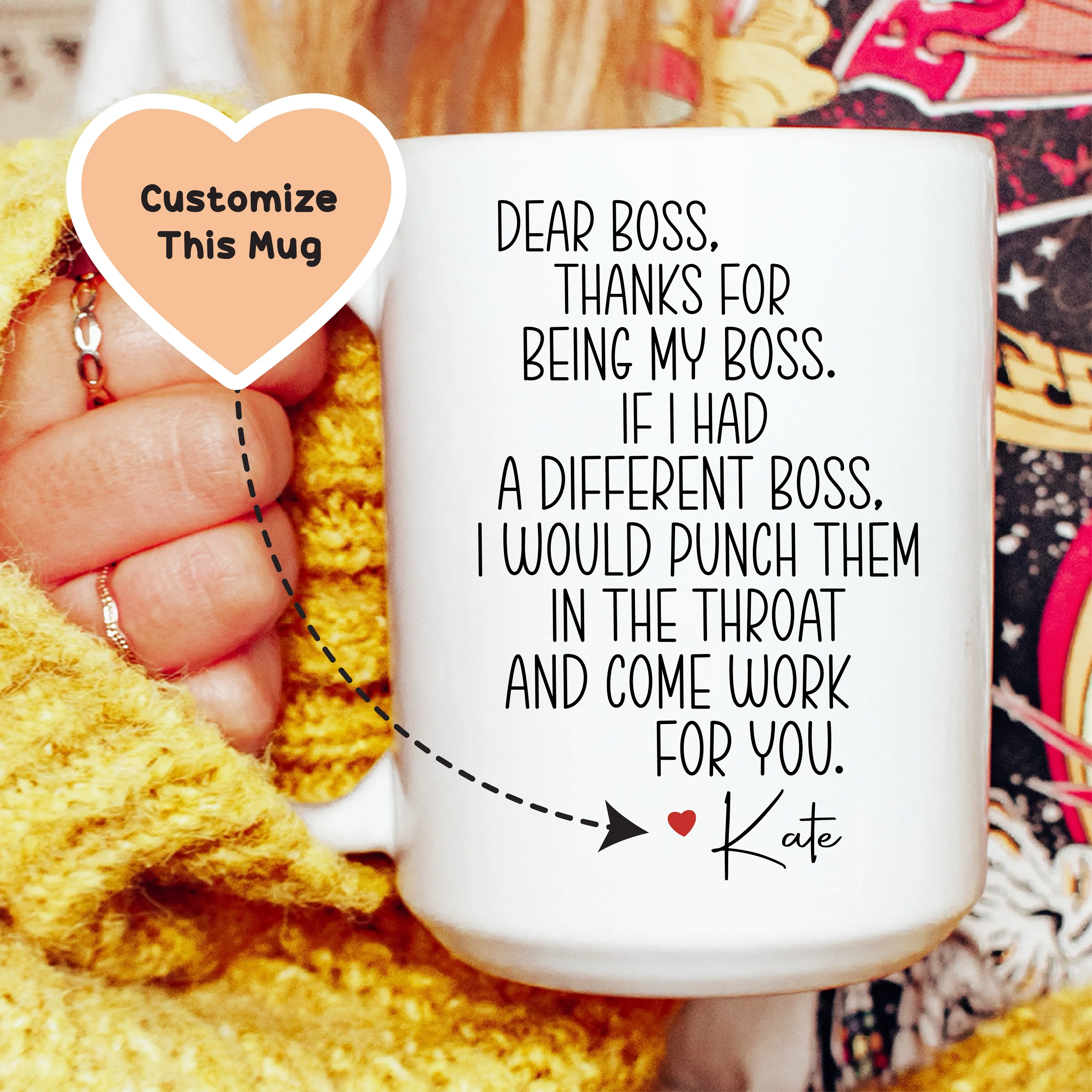 Thanks For Being My Boss Custom Mug Peachy Sunday