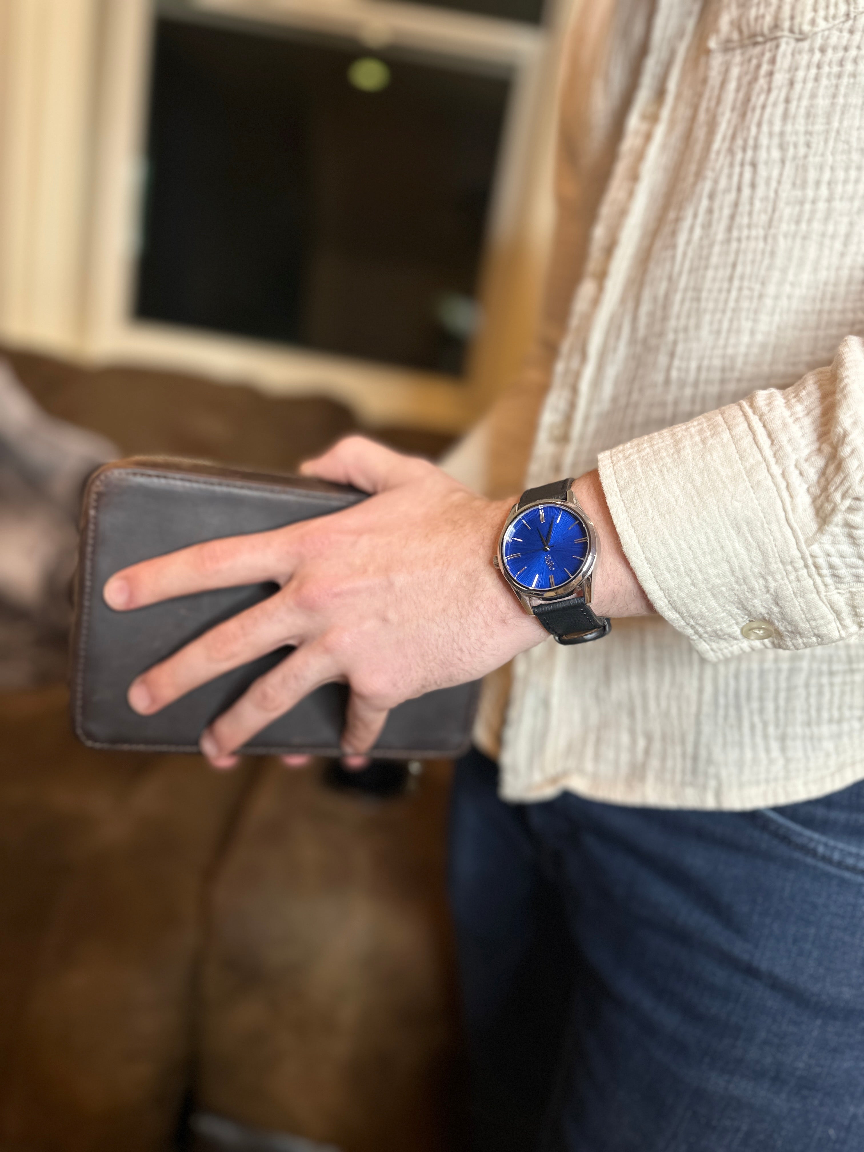 Blue Sunburst Watch The Beyond Boring Watch Company
