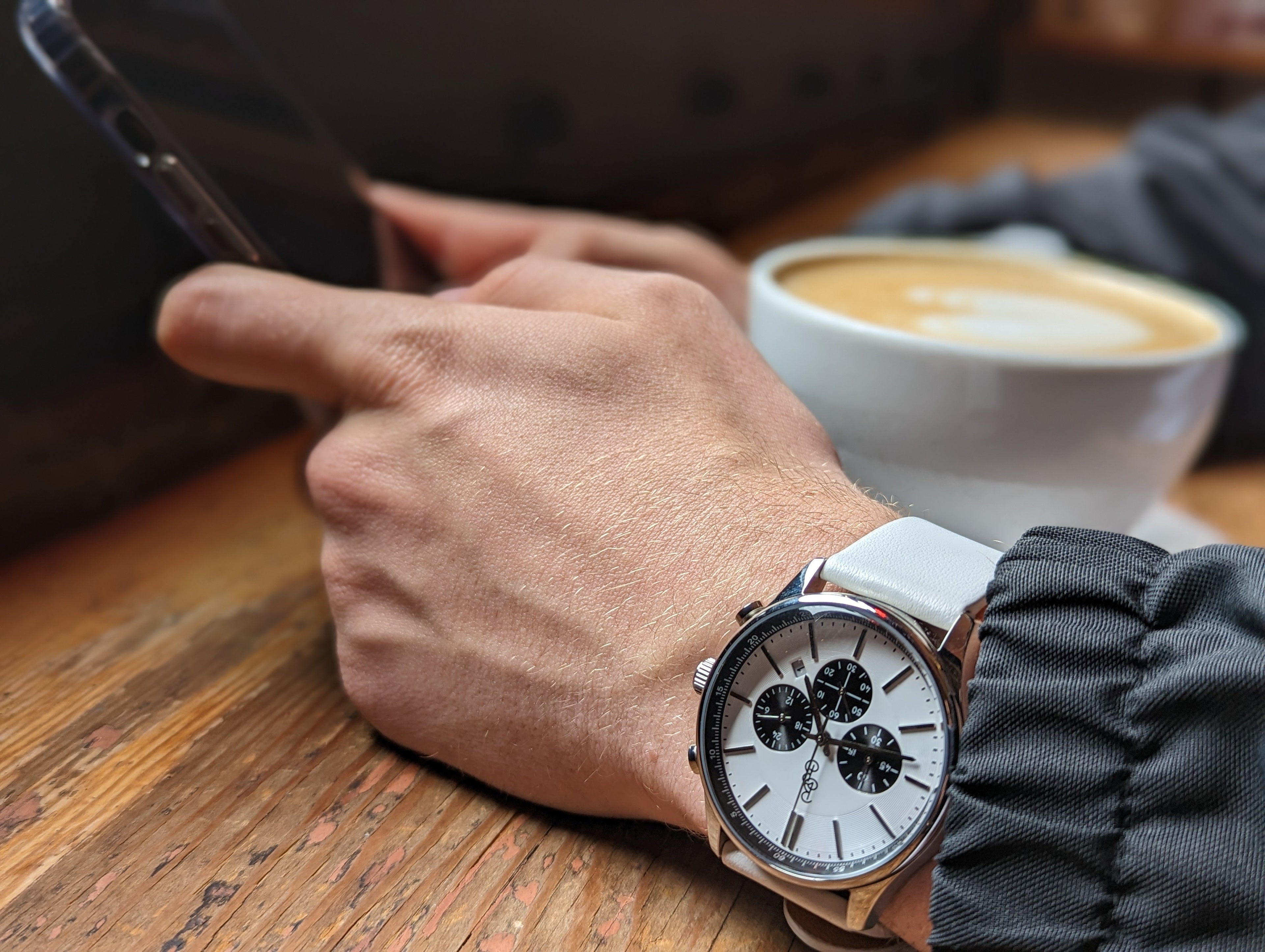 White and Black Chronograph The Beyond Boring Watch Company