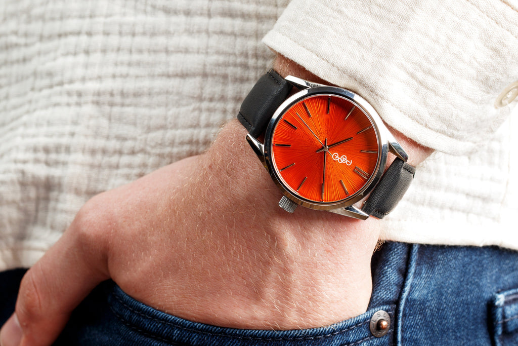 Orange Sunburst Watch The Beyond Boring Watch Company