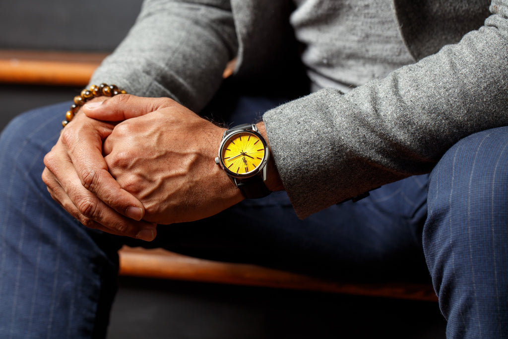 Yellow Sunburst Watch The Beyond Boring Watch Company