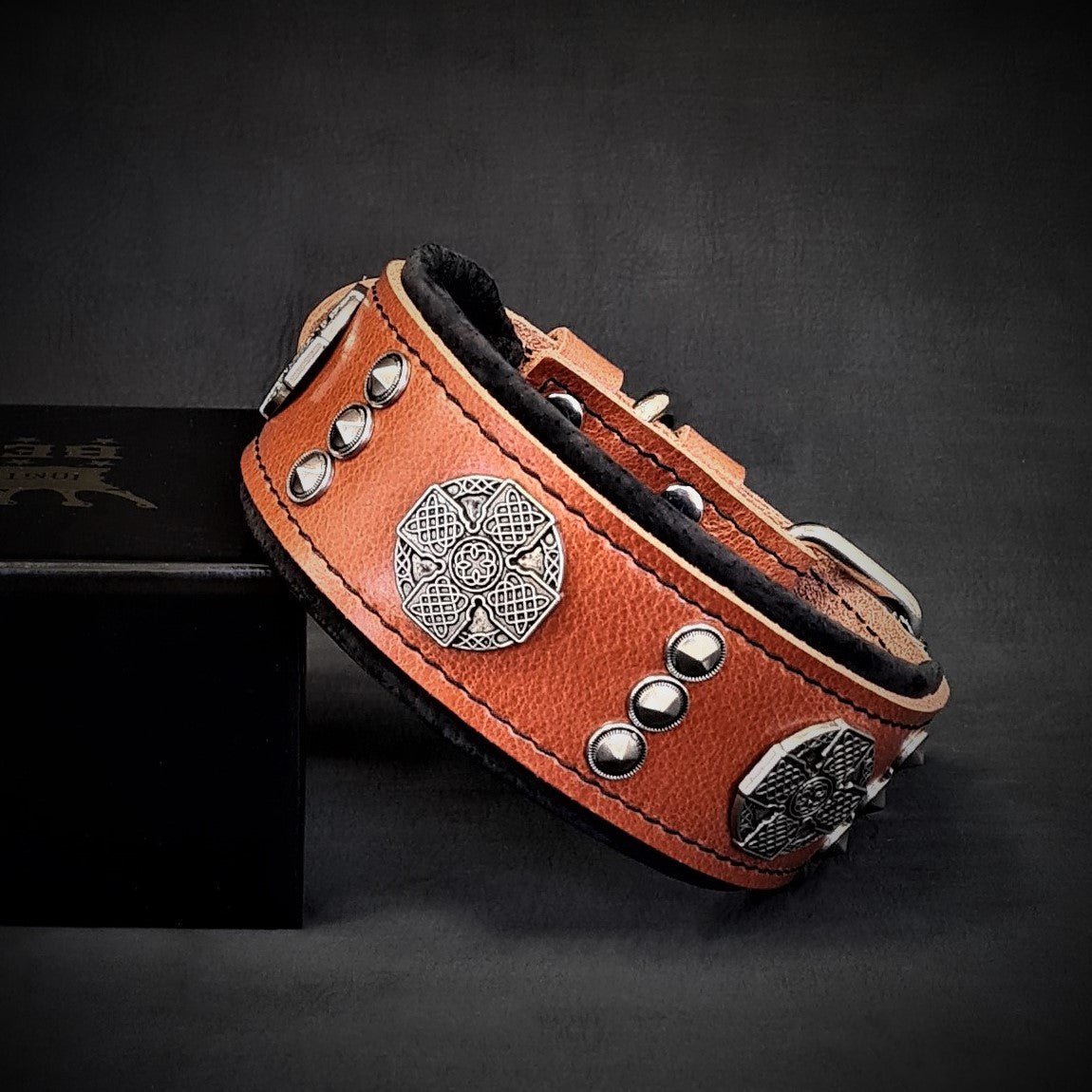 The "Maximus" collar 2 inch wide black & silver - SJB-DIAMOND ELITES