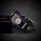 The "Maximus" collar 2 inch wide black & silver - SJB-DIAMOND ELITES