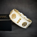 The "Maximus" collar 2 inch wide white & gold - SJB-DIAMOND ELITES