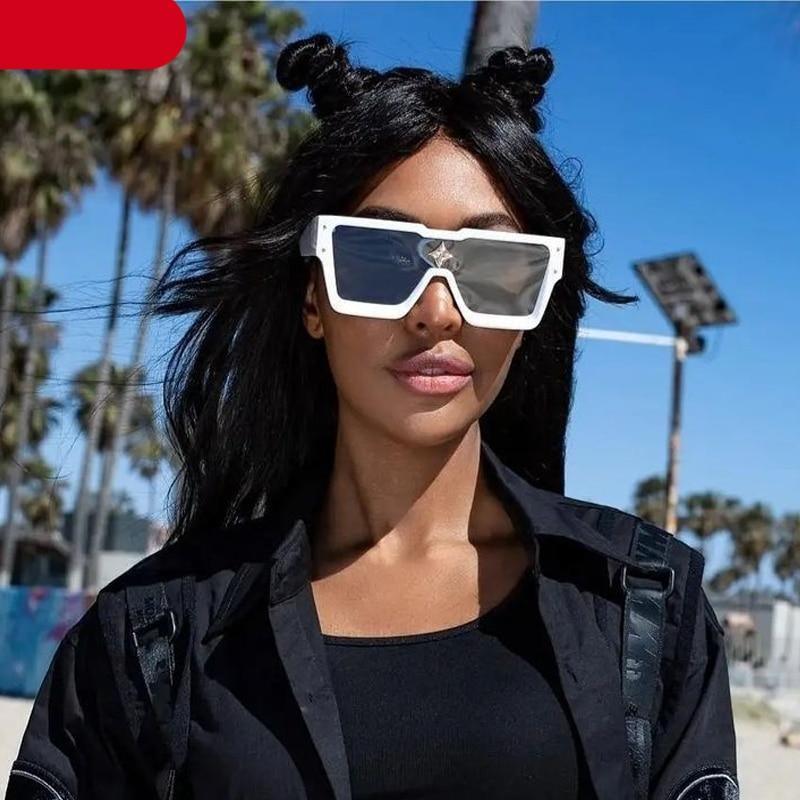 The New Sports Polarized Sunglasses UV400 Outdoor Cycling Glasses Sunglasses For Women & Men New Blue Frame Rimless Rectangle Shape  Sun Glasses For Unisex Design New Mirrored Wind Proof Sport Eyeglasses For Sunglasses Stevvex