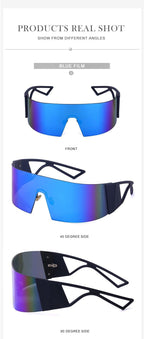 The New Sports Polarized Sunglasses UV400 Outdoor Cycling Glasses Sunglasses For Women & Men New Blue Frame Rimless Rectangle Shape  Sun Glasses For Unisex Design New Mirrored Wind Proof Sport Eyeglasses For Sunglasses Stevvex