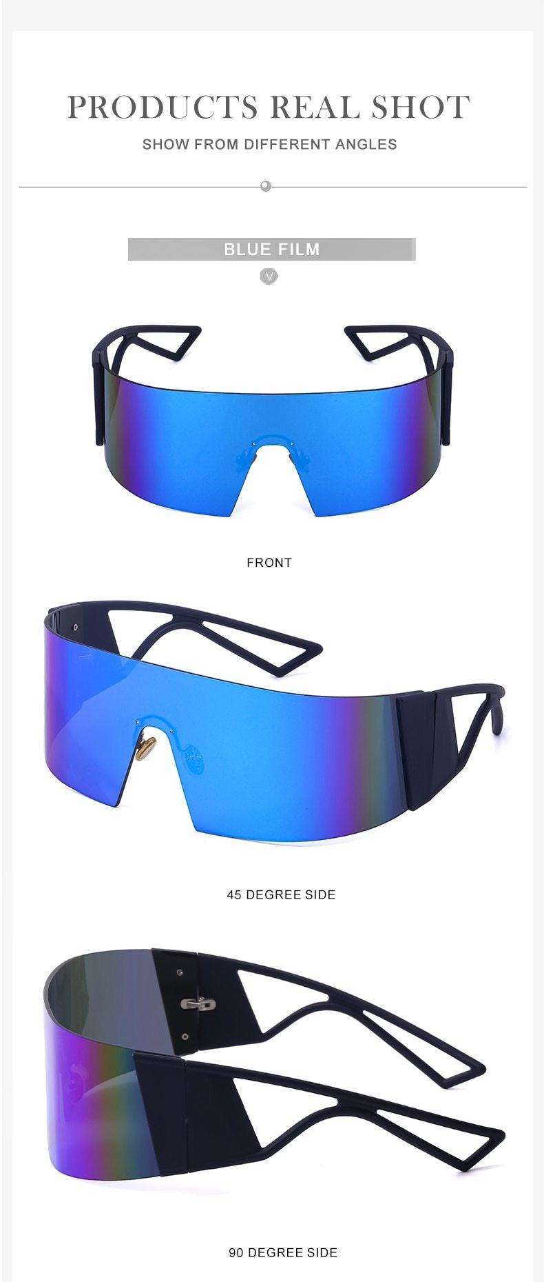 The New Sports Polarized Sunglasses UV400 Outdoor Cycling Glasses Sunglasses For Women & Men New Blue Frame Rimless Rectangle Shape  Sun Glasses For Unisex Design New Mirrored Wind Proof Sport Eyeglasses For Sunglasses Stevvex