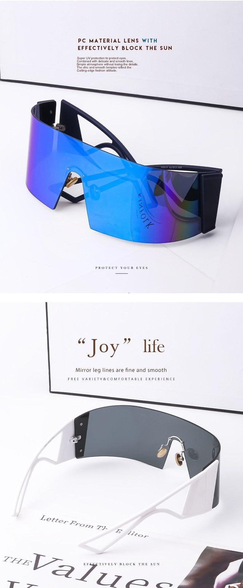 The New Sports Polarized Sunglasses UV400 Outdoor Cycling Glasses Sunglasses For Women & Men New Blue Frame Rimless Rectangle Shape  Sun Glasses For Unisex Design New Mirrored Wind Proof Sport Eyeglasses For Sunglasses Stevvex