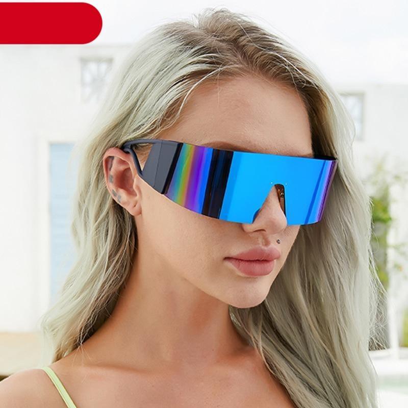 The New Sports Polarized Sunglasses UV400 Outdoor Cycling Glasses Sunglasses For Women & Men New Blue Frame Rimless Rectangle Shape  Sun Glasses For Unisex Design New Mirrored Wind Proof Sport Eyeglasses For Sunglasses Stevvex