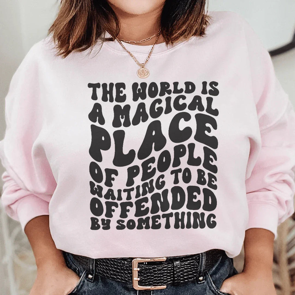 The World Is A Magical Place Of People Waiting Sweatshirt Peachy Sunday