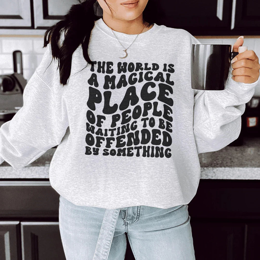 The World Is A Magical Place Of People Waiting Sweatshirt Peachy Sunday