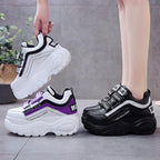 Thick Bottom Chunky Womens Sneakers White Black High Heels Strong Woman Casual Autumn Winter Footwear Casual Everyday Walking Fashionable Sneakers