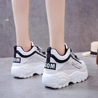 Thick Bottom Chunky Womens Sneakers White Black High Heels Strong Woman Casual Autumn Winter Footwear Casual Everyday Walking Fashionable Sneakers