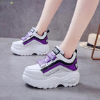 Thick Bottom Chunky Womens Sneakers White Black High Heels Strong Woman Casual Autumn Winter Footwear Casual Everyday Walking Fashionable Sneakers