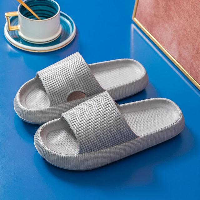 Thick Platform Bathroom Home Slippers Women Fashion Soft Sole EVA Indoor Slides Woman Sandals Summer Non-slip Flip Flops Quick Drying Open Toe Super Soft Comfy Thick Sole Home House Cloud Cushion Sandals For Indoor And Outdoor Platform Shoes Stevvex