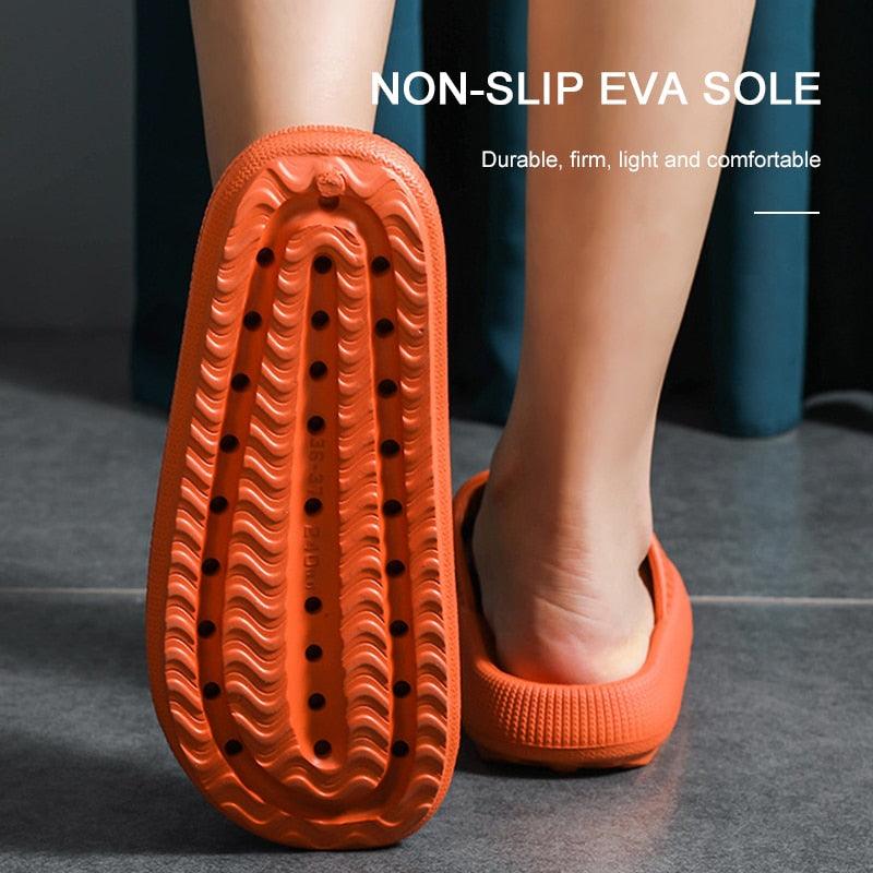 Thick Platform Bathroom Home Slippers Women Fashion Soft Sole EVA Indoor Slides Woman Sandals Summer Non-slip Flip Flops Quick Drying Open Toe Super Soft Comfy Thick Sole Home House Cloud Cushion Sandals For Indoor And Outdoor Platform Shoes Stevvex