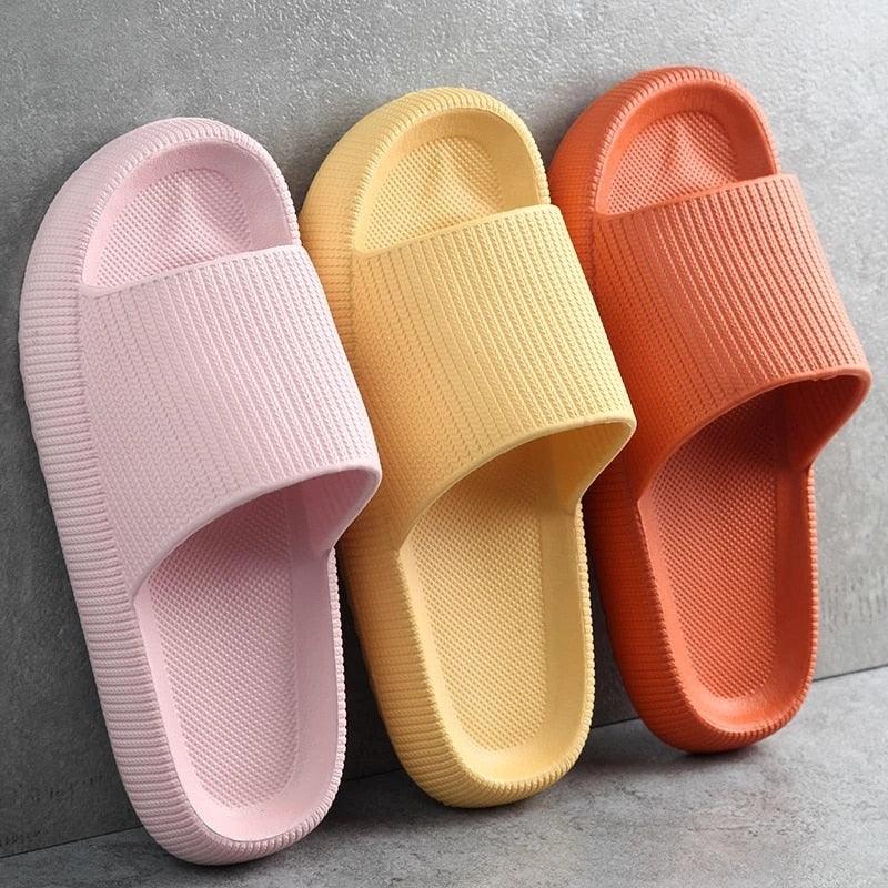 Thick Platform Bathroom Home Slippers Women Fashion Soft Sole EVA Indoor Slides Woman Sandals Summer Non-slip Flip Flops Quick Drying Open Toe Super Soft Comfy Thick Sole Home House Cloud Cushion Sandals For Indoor And Outdoor Platform Shoes Stevvex