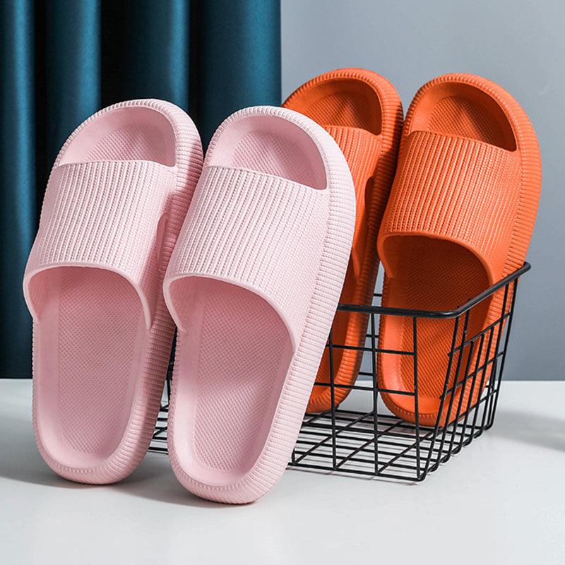 Thick Platform Bathroom Home Slippers Women Fashion Soft Sole EVA Indoor Slides Woman Sandals Summer Non-slip Flip Flops Quick Drying Open Toe Super Soft Comfy Thick Sole Home House Cloud Cushion Sandals For Indoor And Outdoor Platform Shoes Stevvex