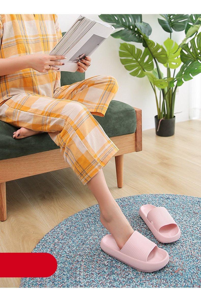 Thick Platform Bathroom Home Slippers Women Fashion Soft Sole EVA Indoor Slides Woman Sandals Summer Non-slip Flip Flops Quick Drying Open Toe Super Soft Comfy Thick Sole Home House Cloud Cushion Sandals For Indoor And Outdoor Platform Shoes Stevvex