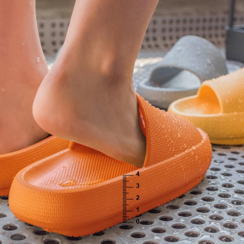 Thick Platform Bathroom Home Slippers Women Fashion Soft Sole EVA Indoor Slides Woman Sandals Summer Non-slip Flip Flops Quick Drying Open Toe Super Soft Comfy Thick Sole Home House Cloud Cushion Sandals For Indoor And Outdoor Platform Shoes Stevvex