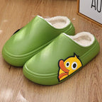 Thick Platform Winter Women Waterproof Non-Slip Home Rubber Slippers Warm Indoor Fur Cotton Women's Cozy Memory Foam Closed Back Slippers Wool-Like Blend Cotton House Shoes Stevvex