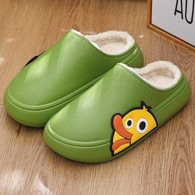 Thick Platform Winter Women Waterproof Non-Slip Home Rubber Slippers Warm Indoor Fur Cotton Women's Cozy Memory Foam Closed Back Slippers Wool-Like Blend Cotton House Shoes Stevvex