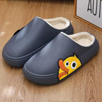 Thick Platform Winter Women Waterproof Non-Slip Home Rubber Slippers Warm Indoor Fur Cotton Women's Cozy Memory Foam Closed Back Slippers Wool-Like Blend Cotton House Shoes Stevvex