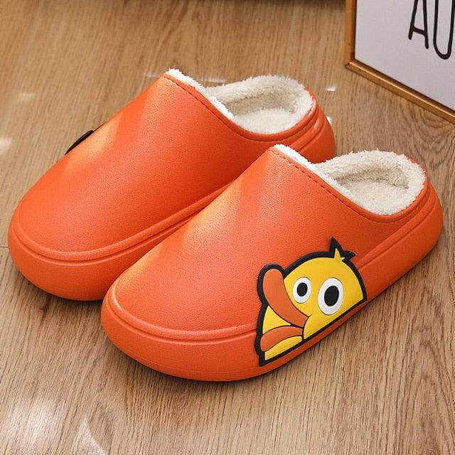 Thick Platform Winter Women Waterproof Non-Slip Home Rubber Slippers Warm Indoor Fur Cotton Women's Cozy Memory Foam Closed Back Slippers Wool-Like Blend Cotton House Shoes Stevvex
