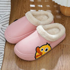Thick Platform Winter Women Waterproof Non-Slip Home Rubber Slippers Warm Indoor Fur Cotton Women's Cozy Memory Foam Closed Back Slippers Wool-Like Blend Cotton House Shoes Stevvex