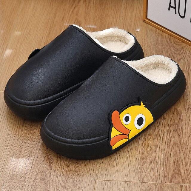 Thick Platform Winter Women Waterproof Non-Slip Home Rubber Slippers Warm Indoor Fur Cotton Women's Cozy Memory Foam Closed Back Slippers Wool-Like Blend Cotton House Shoes Stevvex